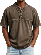Men’s Slim Fit Henley T-Shirt – Printed Short Sleeve Casual Tee men-tshirt AllTrendMart