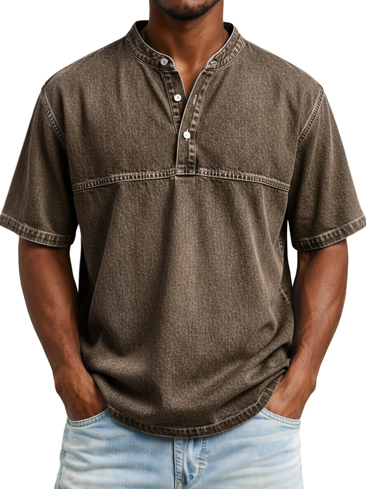 Men’s Slim Fit Henley T-Shirt – Printed Short Sleeve Casual Tee men-tshirt AllTrendMart