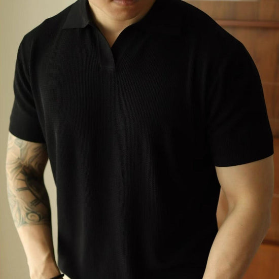Men’s Minimalist Polo T-Shirt – Short Sleeve Casual Retro Style Top men-tshirt AllTrendMart