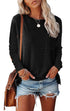 Women’s Long Sleeve Pocket T-Shirt – Cotton Blend Casual Split Hem Top women-tshirt AllTrendMart Black S