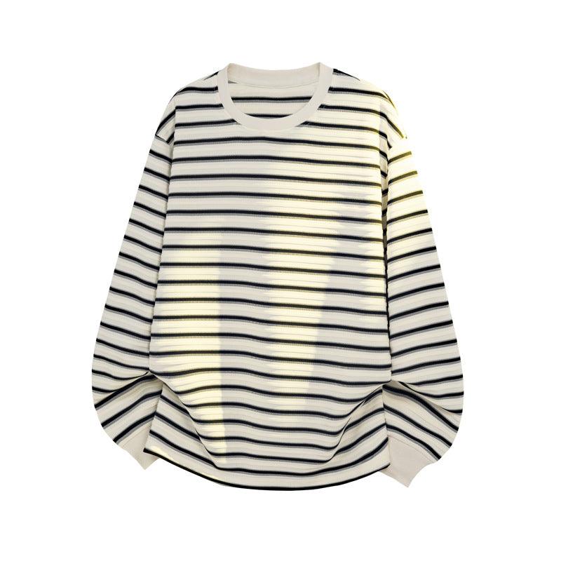Men’s Striped Loose Fit Long Sleeve T-Shirt – Casual Streetwear Tee men-tshirt AllTrendMart