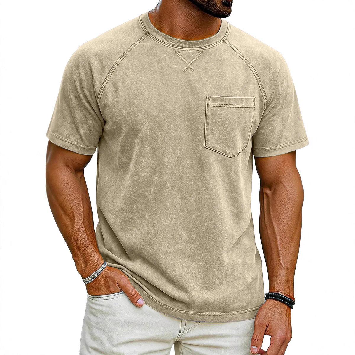 Men’s Retro Distressed Raglan T-Shirt – Loose Fit Casual Streetwear Tee men-tshirt AllTrendMart