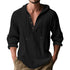 Men’s Hooded Long Sleeve T-Shirt – Lightweight Linen Casual Hoodie men-tshirt AllTrendMart Black S