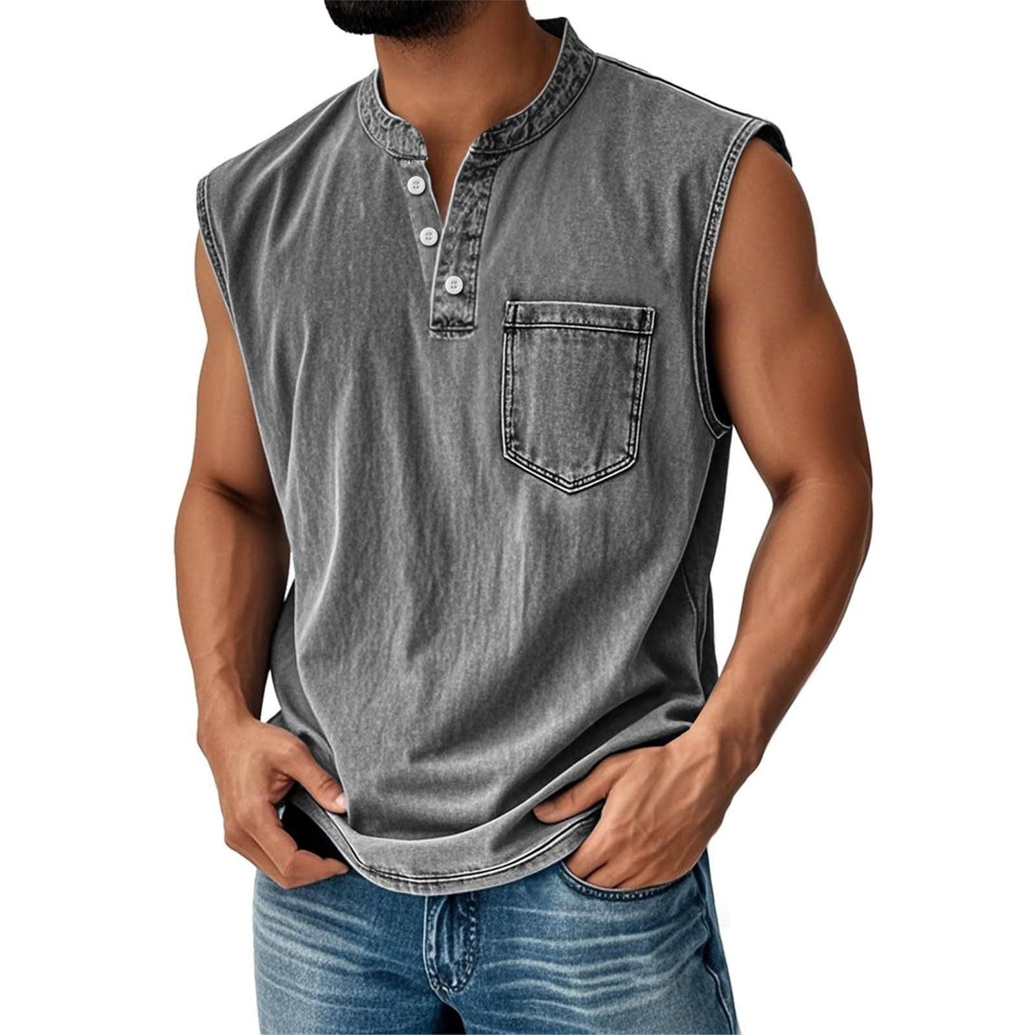 Men’s Sleeveless Tank Top – Lightweight Casual Summer Muscle Tee men-tshirt AllTrendMart Gray S