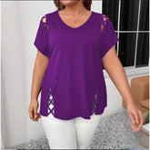 Women’s Plus Size Criss Cross V-Neck T-Shirt – Short Sleeve Casual Top women-tshirt AllTrendMart