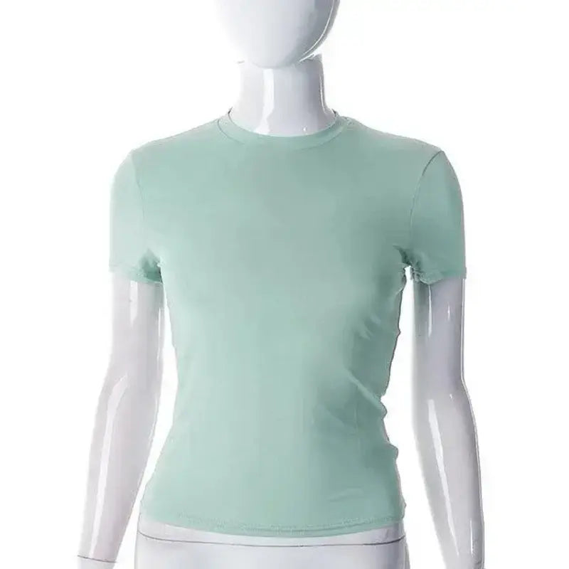Women’s Basic Crop Top – Soft Stretch Slim Fit Short Sleeve Tee women-tshirt AllTrendMart Green XS