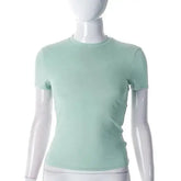 Women’s Basic Crop Top – Soft Stretch Slim Fit Short Sleeve Tee women-tshirt AllTrendMart Green XS