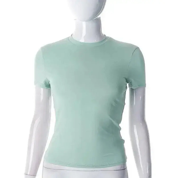 Women’s Basic Crop Top – Soft Stretch Slim Fit Short Sleeve Tee women-tshirt AllTrendMart Green XS