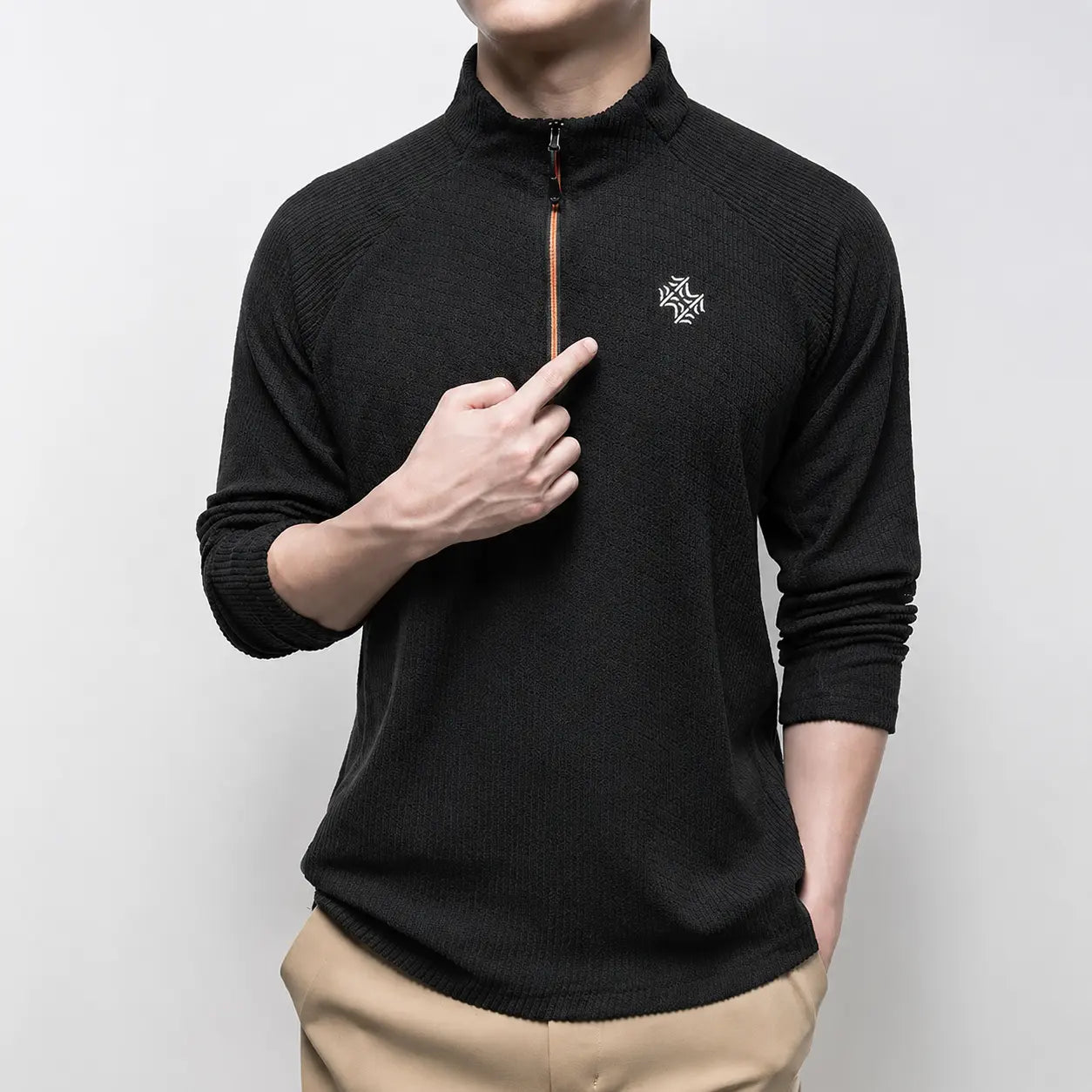 Men’s Long Sleeve Performance T-Shirt – Breathable Fitness & Casual Top men-tshirt AllTrendMart Black M