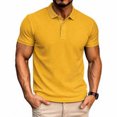Men’s Waffle Knit Polo Shirt – Slim Fit Short Sleeve Casual Summer Top men-tshirt AllTrendMart