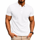 Men’s Waffle Knit Polo Shirt – Slim Fit Short Sleeve Casual Summer Top men-tshirt AllTrendMart