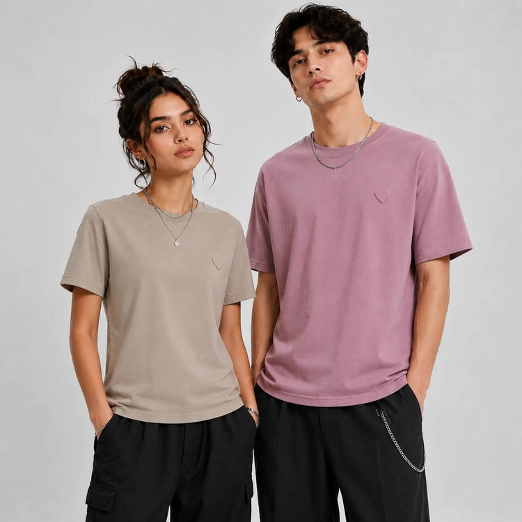 Love Embossed Cotton T-Shirt – Casual Unisex Streetwear Tee - AllTrendMart - image 1