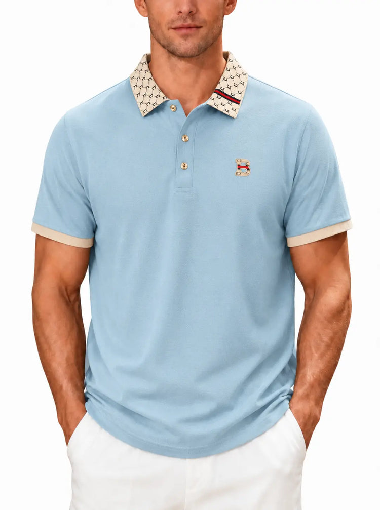 Men’s Contrast Polo Shirt – Short Sleeve Breathable Casual Summer Top men-tshirt AllTrendMart