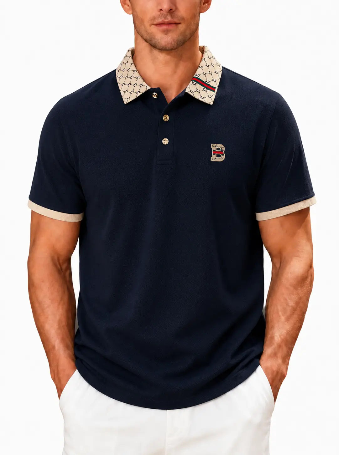 Men’s Contrast Polo Shirt – Short Sleeve Breathable Casual Summer Top men-tshirt AllTrendMart