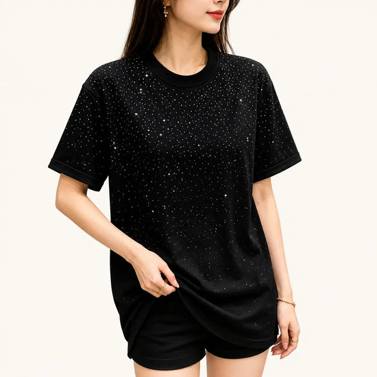 Unisex Rhinestone T-Shirt – Casual Short Sleeve Cotton Blend Tee unisex-tshirt AllTrendMart
