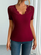 Women’s Lace Trim Slim Fit T-Shirt – Elegant Long Sleeve Casual Top women-tshirt AllTrendMart