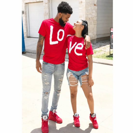 Matching Couple Graphic T-Shirt – Casual Loose Fit Cotton Blend Tee - AllTrendMart - image 1