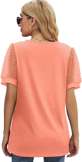 Women’s V-Neck Puff Sleeve T-Shirt – Casual Loose Fit Summer Top women-tshirt AllTrendMart
