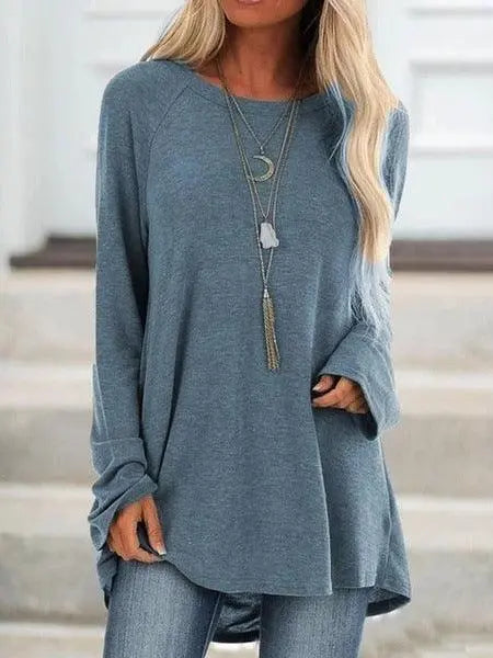 Women’s Loose Long Sleeve T-Shirt – Round Neck Casual Pullover Top women-tshirt AllTrendMart