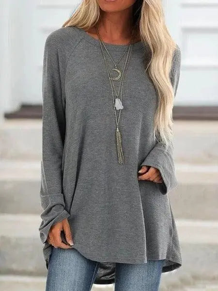 Women’s Loose Long Sleeve T-Shirt – Round Neck Casual Pullover Top women-tshirt AllTrendMart
