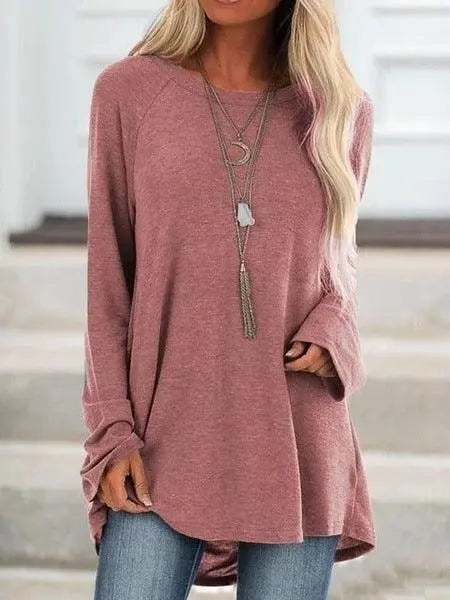Women’s Loose Long Sleeve T-Shirt – Round Neck Casual Pullover Top women-tshirt AllTrendMart