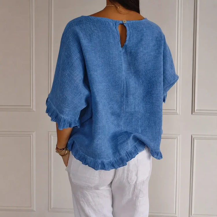 Women’s Ruffle Sleeve T-Shirt – Cotton Casual Short Sleeve Top women-tshirt AllTrendMart