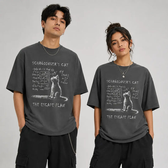 Schrödinger Cat Graphic T-Shirt – Physics Cotton Streetwear Tee - AllTrendMart - image 2