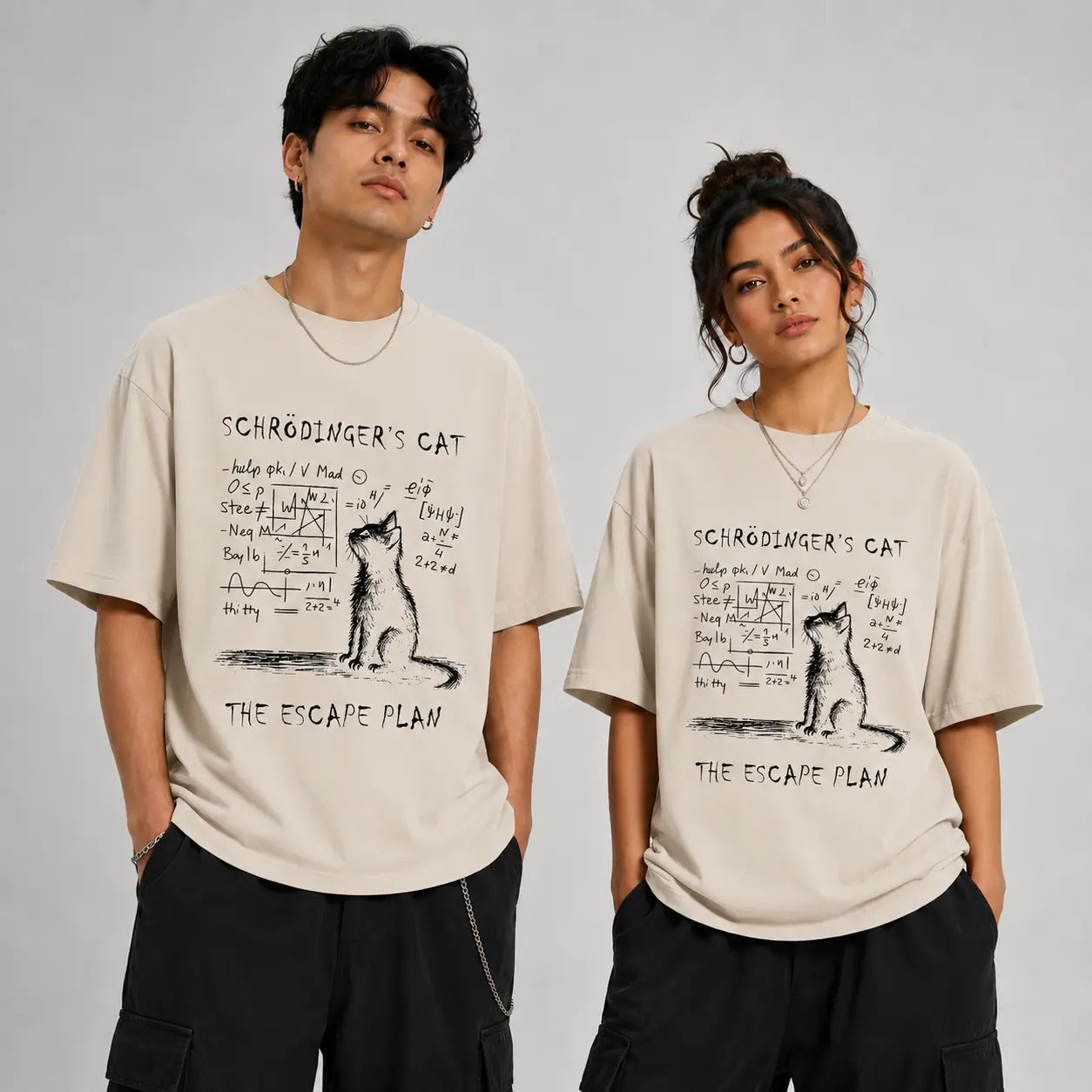 Schrödinger Cat Graphic T-Shirt – Physics Cotton Streetwear Tee - AllTrendMart - image 3