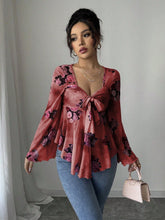 Women’s Floral Lace-Up Square Neck T-Shirt – Long Sleeve Casual Top - AllTrendMart - image 2