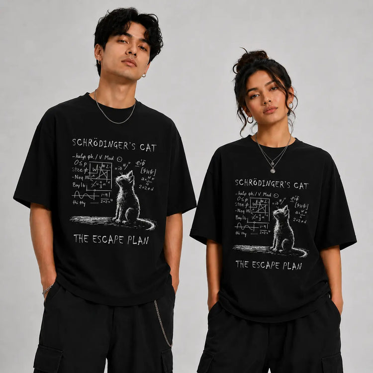 Schrödinger Cat Graphic T-Shirt – Physics Cotton Streetwear Tee - AllTrendMart - image 4