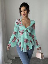 Women’s Floral Lace-Up Square Neck T-Shirt – Long Sleeve Casual Top - AllTrendMart - image 10