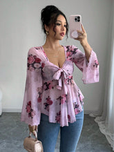 Women’s Floral Lace-Up Square Neck T-Shirt – Long Sleeve Casual Top - AllTrendMart - image 21