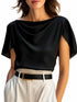 Women’s Draped Scoop Neck T-Shirt – Puff Sleeve Casual Loose Fit Top - AllTrendMart - image 6