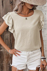 Women’s Petal Sleeve T-Shirt – Loose Fit Casual Summer Top - AllTrendMart - image 1