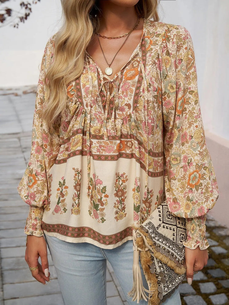 Women’s Printed V-Neck Long Sleeve T-Shirt – Casual Soft Tee - AllTrendMart - image 6
