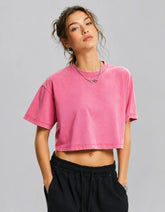 Women’s Washed Crop T-Shirt – Vintage Cotton Streetwear Slim Fit Tee - AllTrendMart - image 2