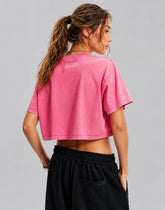 Women’s Washed Crop T-Shirt – Vintage Cotton Streetwear Slim Fit Tee - AllTrendMart - image 3