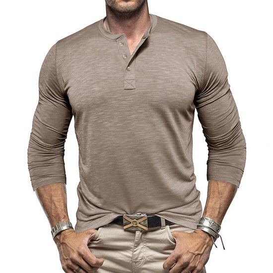 Men’s Long Sleeve Henley T-Shirt – Casual Slub Cotton Style Pullover - AllTrendMart - image 1