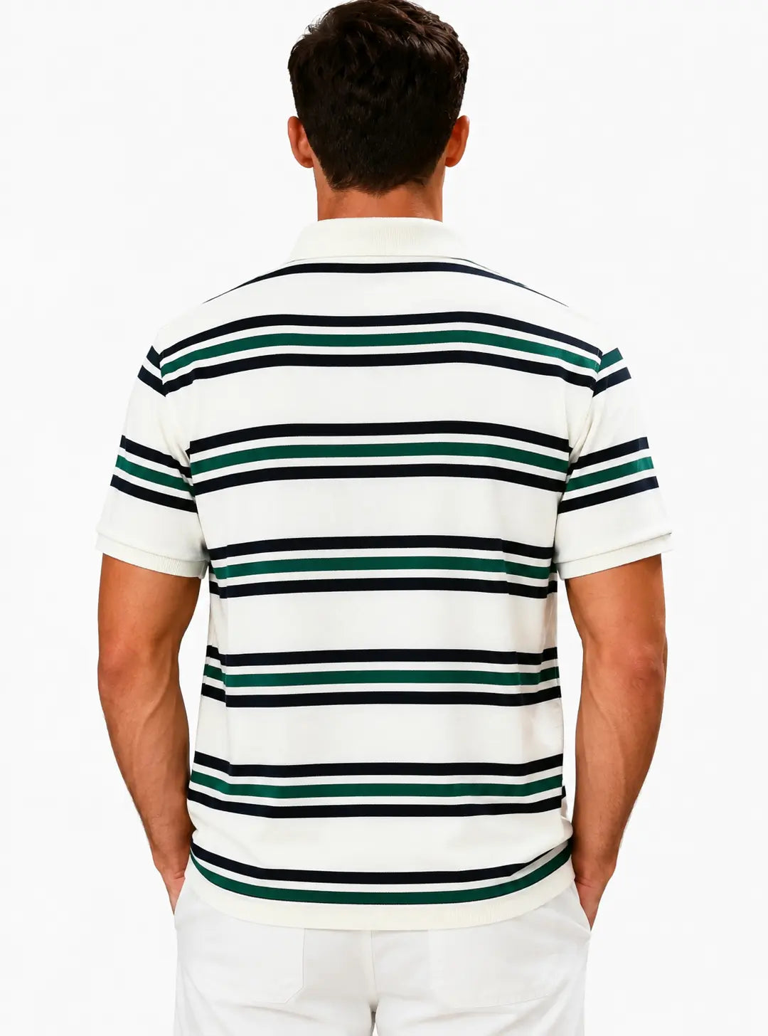 Men’s Retro Striped Cotton Polo T-Shirt – Loose Fit Casual Short Sleeve Tee - AllTrendMart - image 10