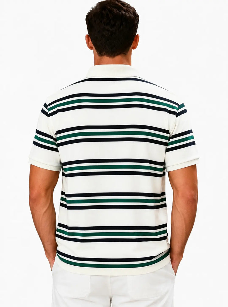 Men’s Retro Striped Cotton Polo T-Shirt – Loose Fit Casual Short Sleeve Tee - AllTrendMart - image 10