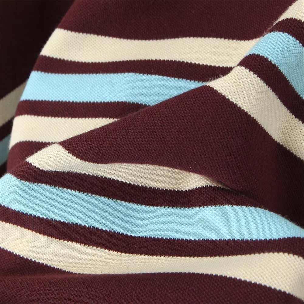 Men’s Retro Striped Cotton Polo T-Shirt – Loose Fit Casual Short Sleeve Tee - AllTrendMart - image 7
