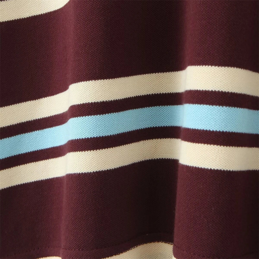 Men’s Retro Striped Cotton Polo T-Shirt – Loose Fit Casual Short Sleeve Tee - AllTrendMart - image 8