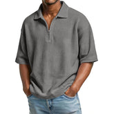 Men’s Waffle Knit Polo T-Shirt – Short Sleeve Breathable Summer Tee men-tshirt AllTrendMart