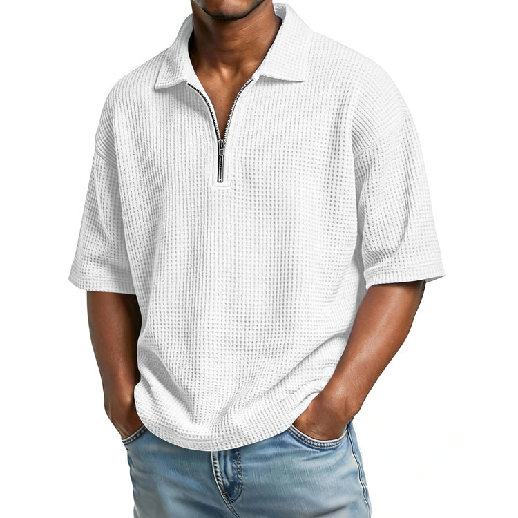 Men’s Waffle Knit Polo T-Shirt – Short Sleeve Breathable Summer Tee men-tshirt AllTrendMart