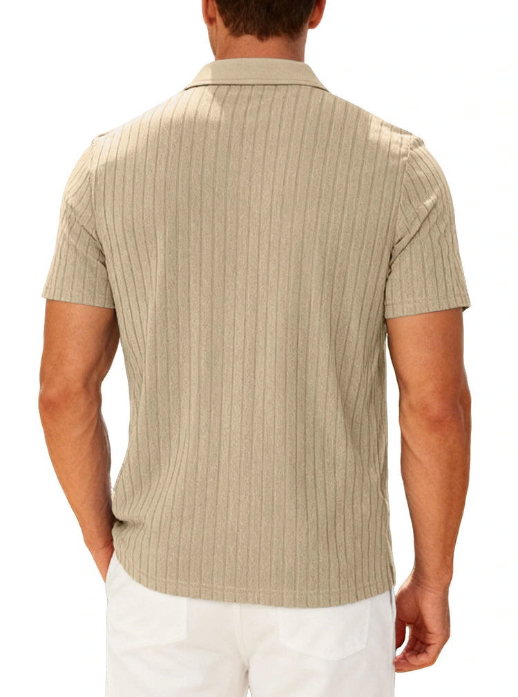 Men’s Jacquard Polo T-Shirt – Casual Relaxed Fit Summer Lapel Top men-tshirt AllTrendMart