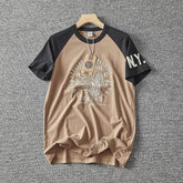 Men’s Washed Vintage Graphic T-Shirt – Retro Cotton Casual Tee men-tshirt AllTrendMart Black & Tan M