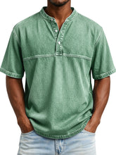 Men’s Slim Fit Henley T-Shirt – Printed Short Sleeve Casual Tee men-tshirt AllTrendMart Light Green S