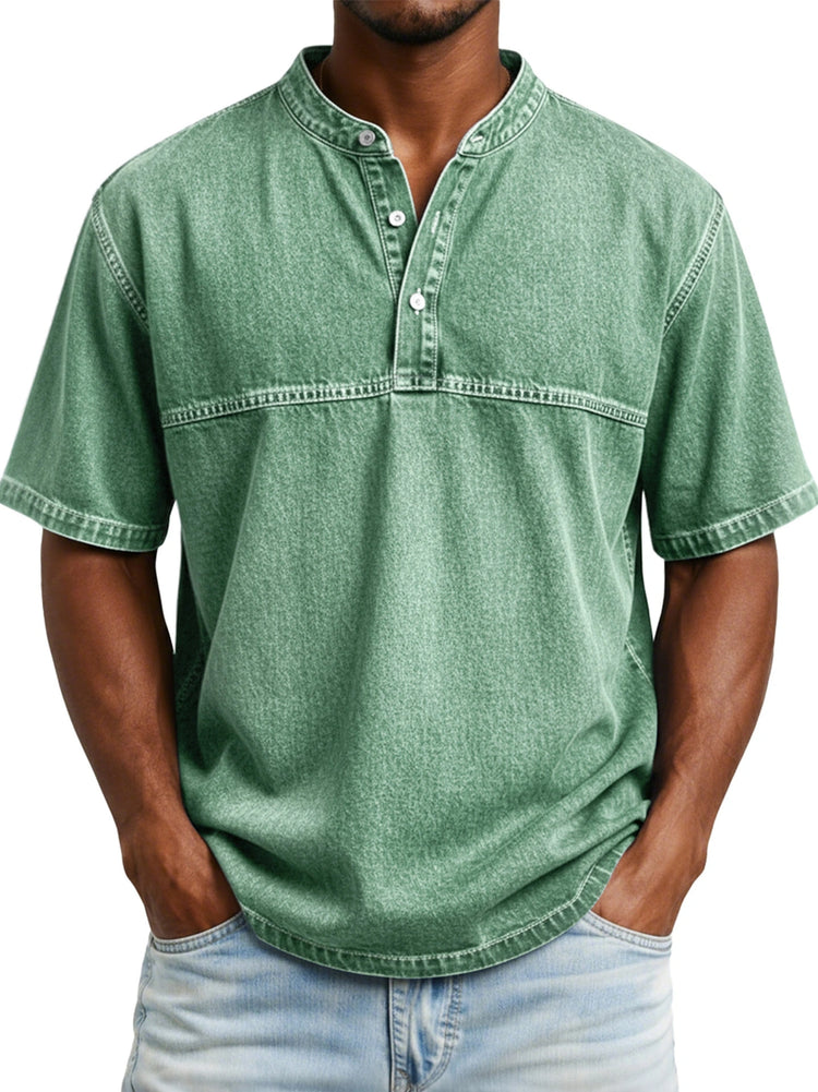 Men’s Slim Fit Henley T-Shirt – Printed Short Sleeve Casual Tee men-tshirt AllTrendMart