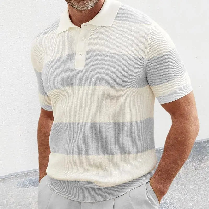 Men’s Short Sleeve Knit Polo T-Shirt – Slim Fit Color Block Casual Top men-tshirt AllTrendMart