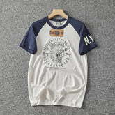 Men’s Washed Vintage Graphic T-Shirt – Retro Cotton Casual Tee men-tshirt AllTrendMart Navy Blue & White M